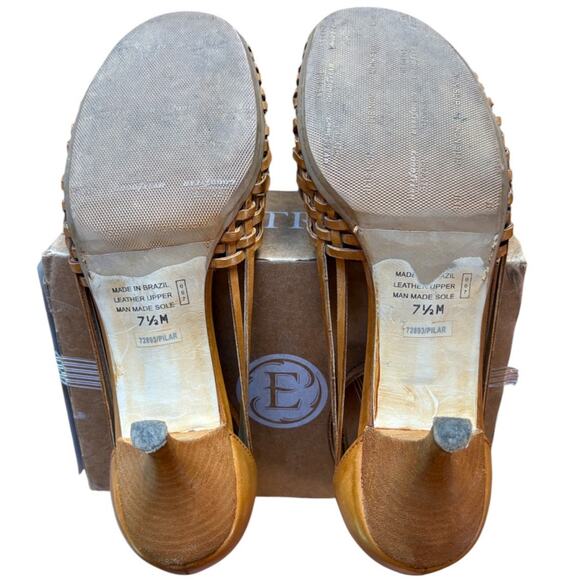 Bronx "Pilar" Huarache Inspired Tooled Leather Ankle Strap Mid-Heels size 7.5 - Picture 6 of 15